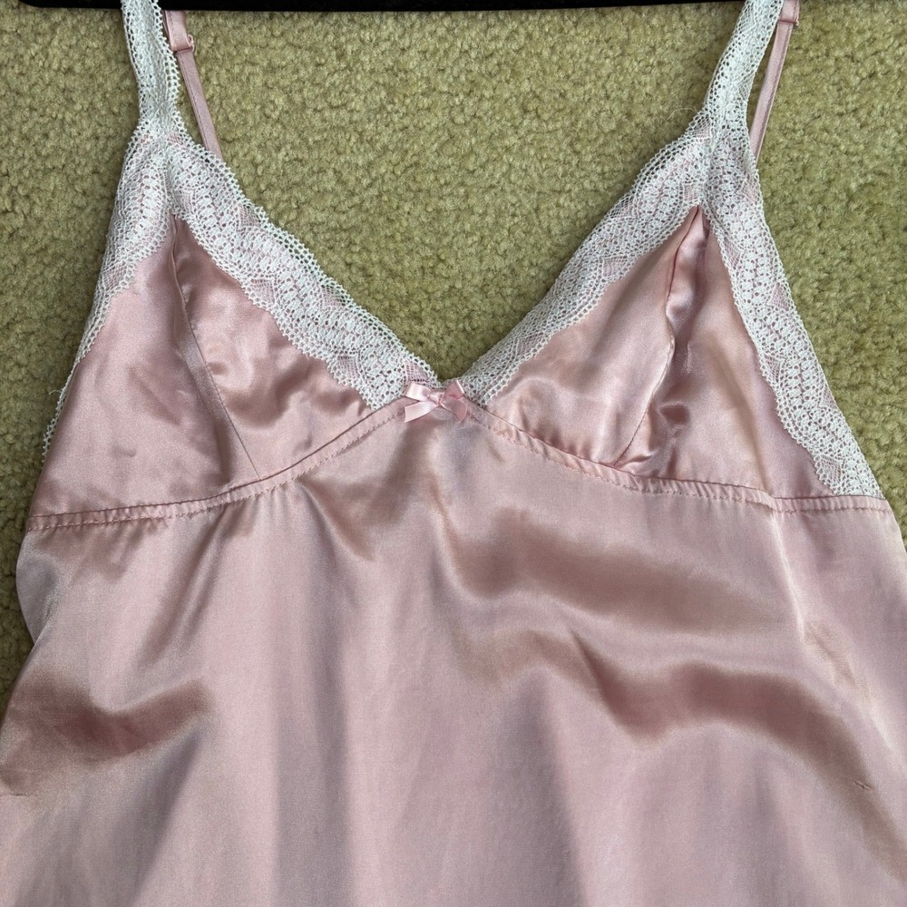 Cozy Rozy Satin Chemise Lingerie Nightgown Lace Adjustable Coquette Fem Women XL